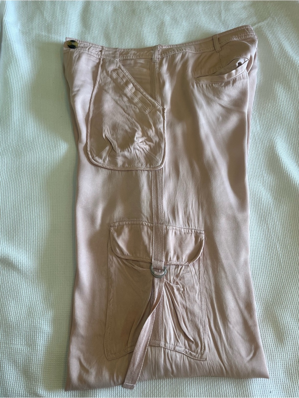 Anthropologie Wide-Leg Cargo Pants - Blush Pink - Picture 4 of 7